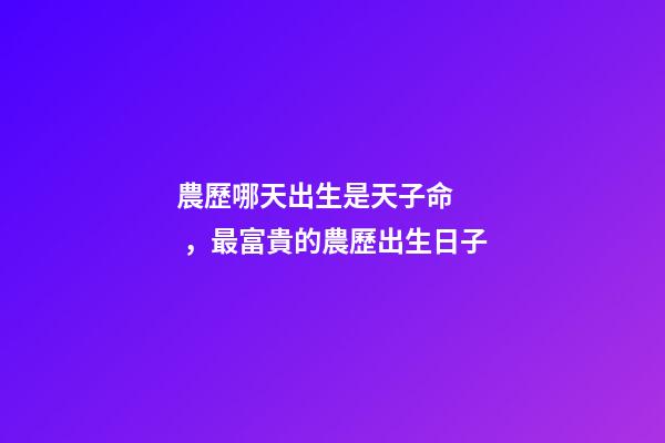 農歷哪天出生是天子命，最富貴的農歷出生日子